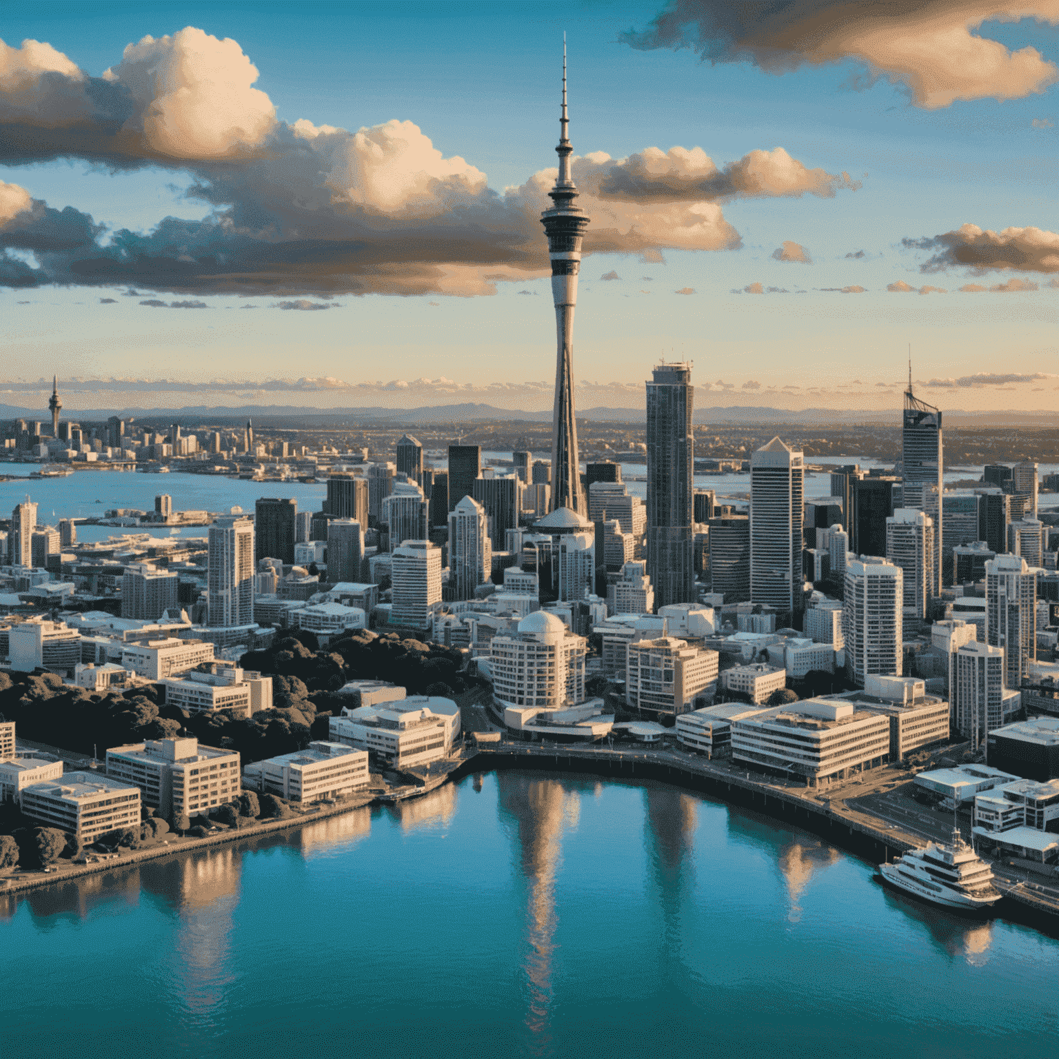 Scenic view of Auckland, New Zealand skyline with the iconic Sky Tower, representing Gambolux's origins