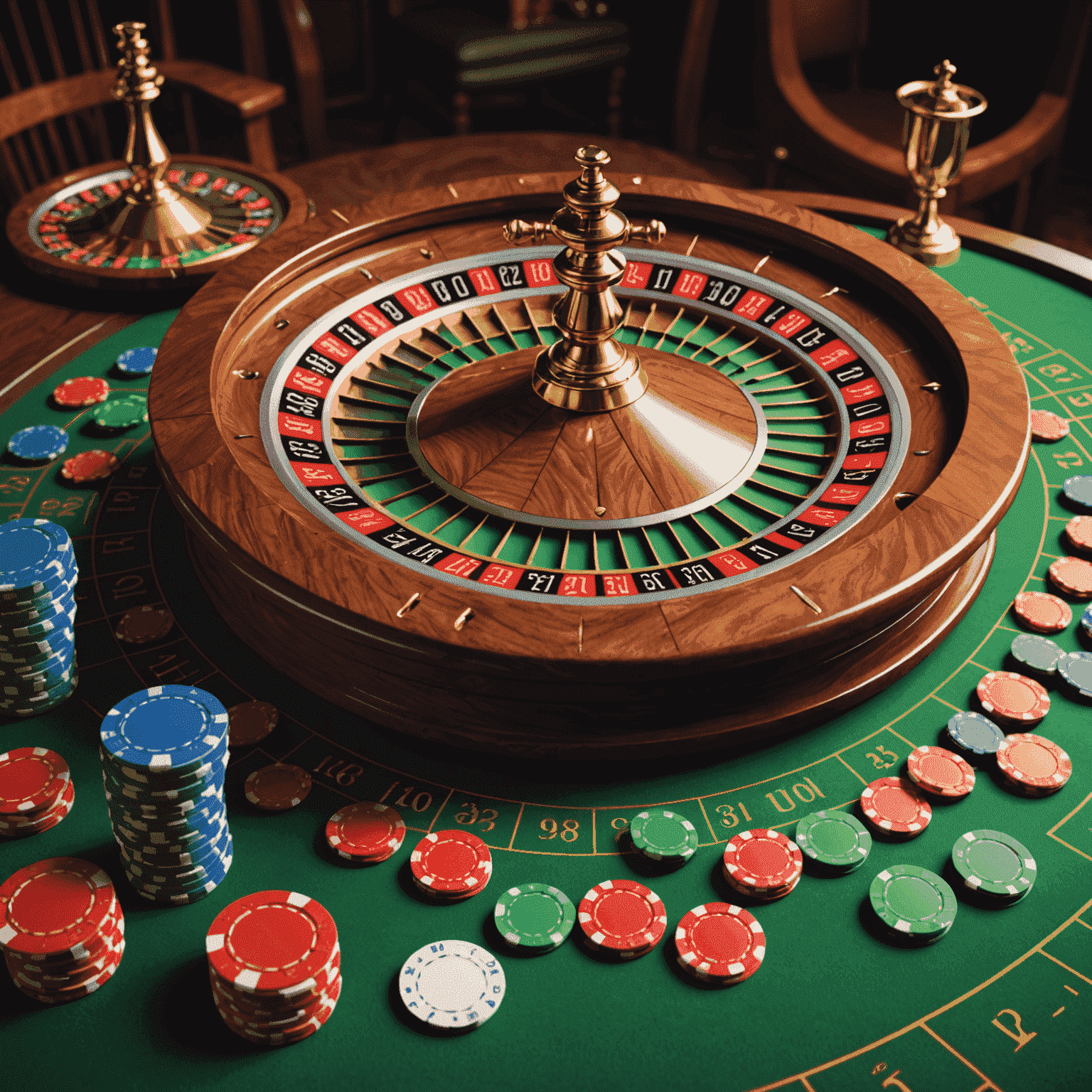 Roulette Royale game with a spinning wheel, betting table, and chips